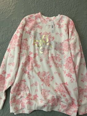 PINK Victoria's Secret x LoveShackFancy Floral Rhinestone Bow Sweatshirt